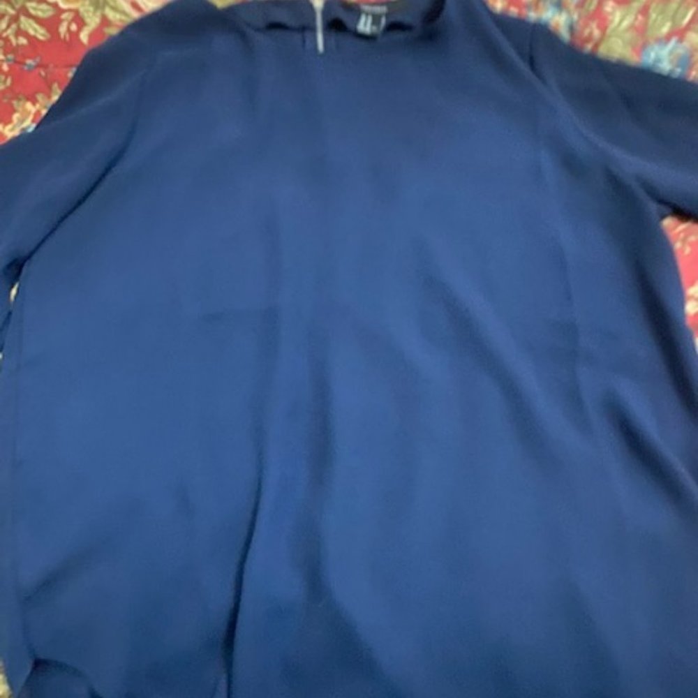 Woman's Navy Sheer  Blouse from Forever 21 Size M